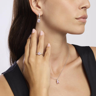 Orecchini a cerchio con zircone rosa taglio princessDESIDERIO INFINITO mabina (cod.art.563722)