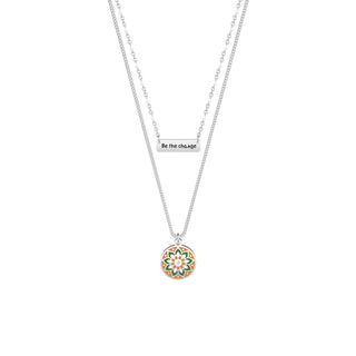 Collana in acciaio 316L, smalto e cristalli,(cod.art.751201)