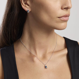 Orecchini in argento con acquamarina sintetica taglio princessBATTITO (cod.art.563718)