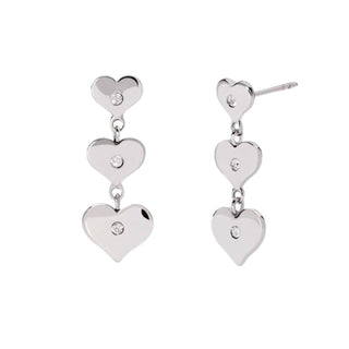Orecchini donna 2Jewels acciaio con tre cuori e cristalli(Cod.art. 261494)