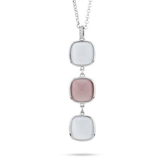 XGR726 Collana con pendente di cristalli white e ametista viola