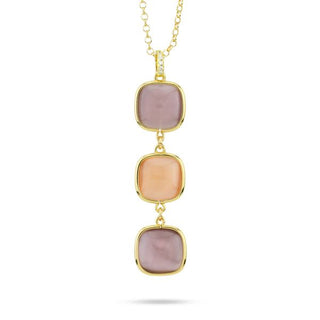 XGR726D Collana con pendente di cristalli ametista viola e miele
