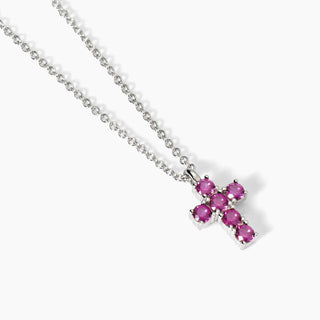 Girocollo in argento con ciondolo croce e rubini sinteticiCROCE DEL SUD(Cod ,art,553659)